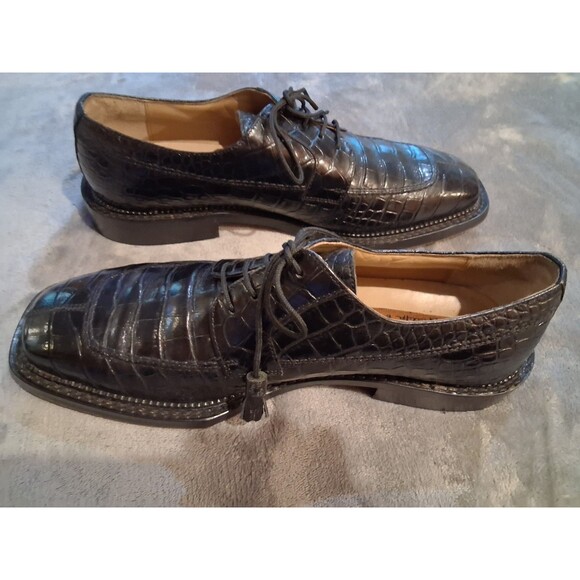 Florsheim Barletta Shoes  Square Toe Men’s Black Size 10.5 Crocodile Lace Up